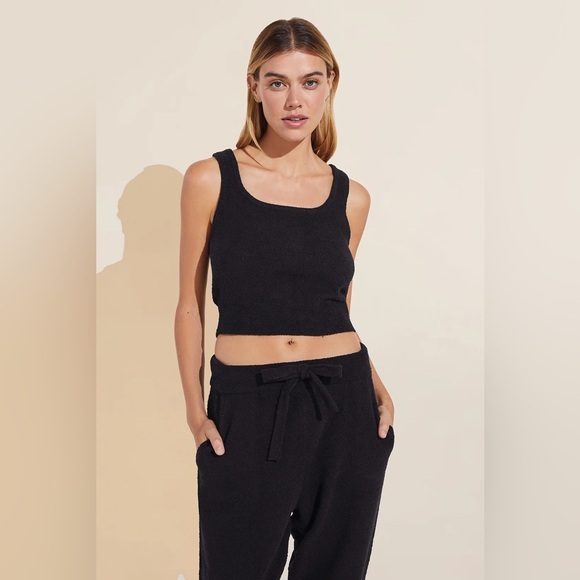 Eberjey‎ Recycled Boucle Cropped Tank Black NWT Size L - Picture 1 of 3